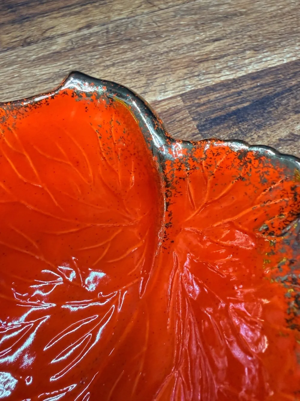 Leaf Shaped Orange with Gold Trim Bowl
